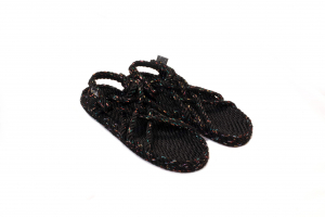Sandales Boho en plastique recyclé, sandales nomadic, marque vegan, sandales homme, sandales femme, modèle JC Disco Black