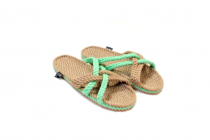 Sandales en corde, sandales boho, nomadic state of mind, sandals for men, sandales for women, modèle Slip on-Beige Neon Green