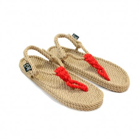 Sandales en corde, sandales boho, nomadic state of mind, sandals for men, sandales for women, modèle Athena Beige & Red