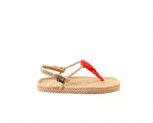 Sandales en corde, sandales boho, nomadic state of mind, sandals for men, sandales for women, modèle Athena Beige & Red