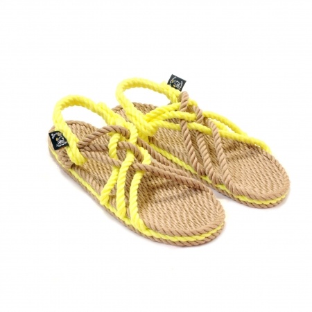 Sandales nomadic state of mind, sandale en corde, modèle jc couleur beige et neon yellow