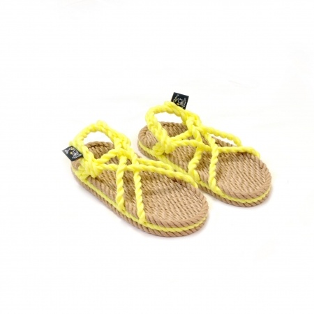 Sandales nomadic state of mind, sandale en corde, modèle jc kids couleur beige et neon yellow