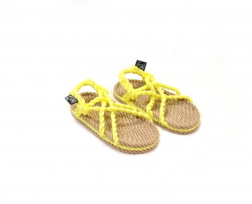 Sandales nomadic state of mind, sandales boho en corde, sandales homme, sandales femme, modèle JC Kids beige et neon yellow