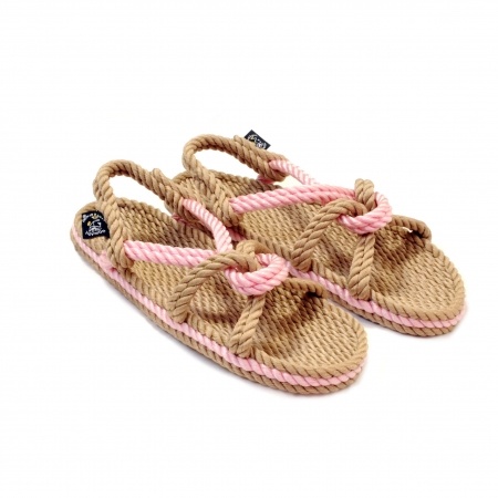 Sandales en corde, sandales boho, nomadic state of mind, sandals for men, sandales for women, modèle Mountain momma Beige & Pink