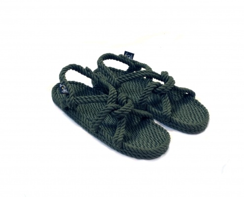 Sandales Boho en plastique recyclé, sandales nomadic, marque vegan, sandales homme, sandales femme, modèle Mountain momma Dark Army