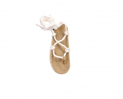 Sandales Boho en plastique recyclé, sandales nomadic, marque vegan, sandales homme, sandales femme, modèle Romano beige et blanc
