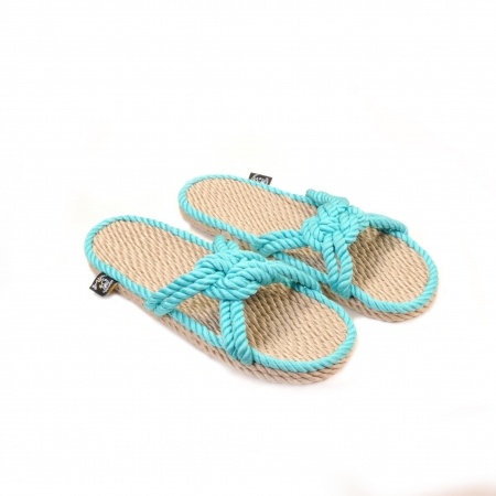 Sandales nomadic state of mind, sandale en corde, modèle Sailor couleur beige et turquoise