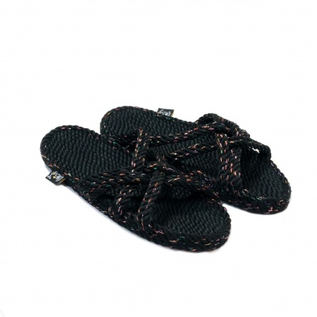 Sandales nomadic state of mind, sandale en corde, modèle Slip on couleur Disco Black