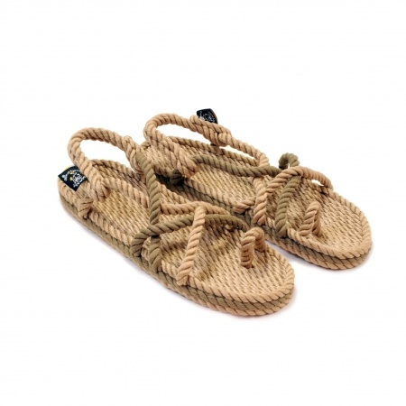 Sandales nomadic state of mind, sandale en corde, modèle toe joe couleur beige et avocado
