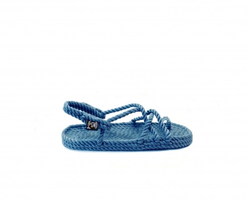 Sandales nomadic, sandale vegan, fait à partir de corde récyclé, modèle toe joe denim blue