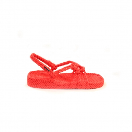 Sandales nomadic, sandale vegan, fait à partir de corde récyclé, modèle Wedge Red
