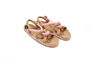 Sandales en corde, sandales boho, nomadic state of mind, sandales for women, modèle Mountain momma Beige & Pink
