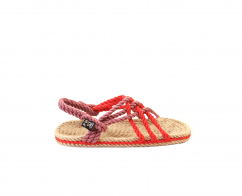 Sandales nomadic state of mind, sandales boho en corde, sandales homme, sandales femme, modèle JC Beige mueva et rouge