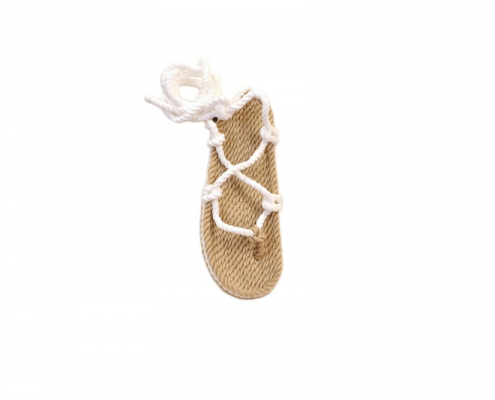 Sandales Boho en plastique recyclé, sandales nomadic, marque vegan, sandales homme, sandales femme, modèle Romano beige et blanc