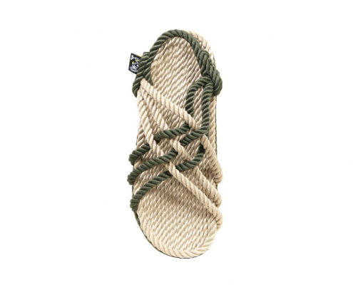 Sandales nomadic state of mind, sandales boho en corde, sandales homme, sandales femme, modèle JC Beige Sage green dark 3 ropes