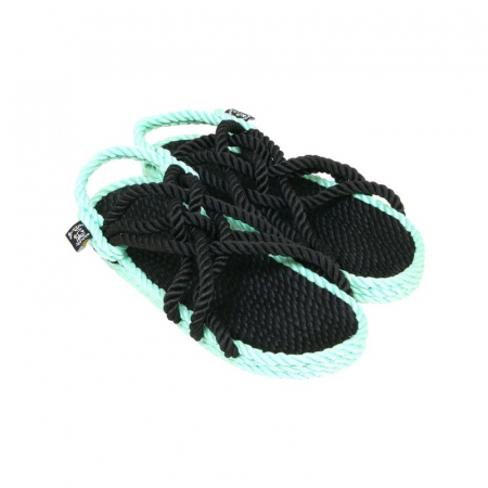 Sandales nomadic state of mind, sandales boho en corde, sandales homme, sandales femme, modèle JC 3 Sensi Black & Neon green
