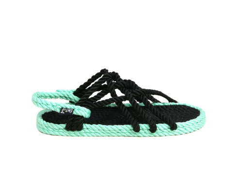 Sandales nomadic state of mind, sandales boho en corde, sandales homme, sandales femme, modèle JC 3 Sensi Black & Neon green