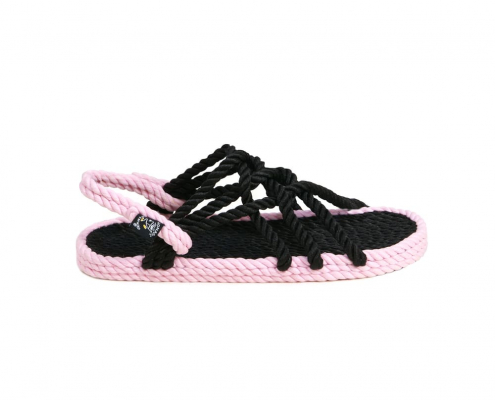 Sandales en corde, sandales boho, nomadic state of mind, sandals for men, sandales for women, modèle JC3 Sensi Black & Baby pink